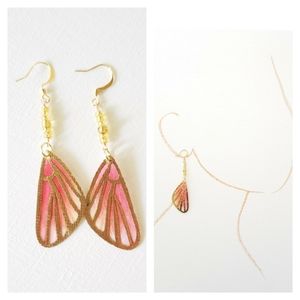 Gold plated hook butterfly wing earring